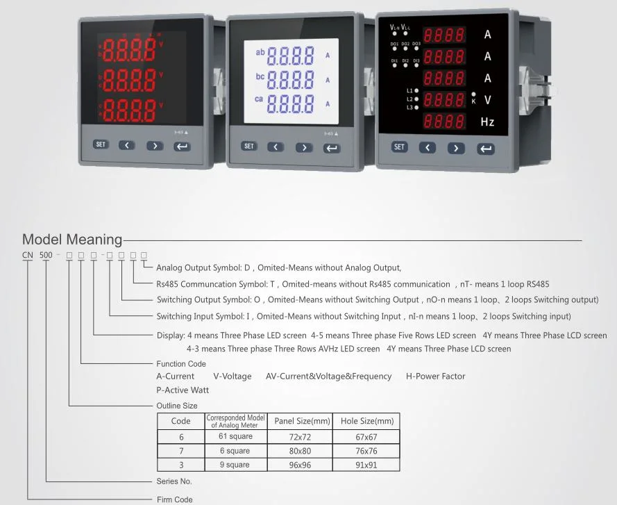 DC Power Generation Voltage LCD Alarm Energy Electric Panel Meter with RS485