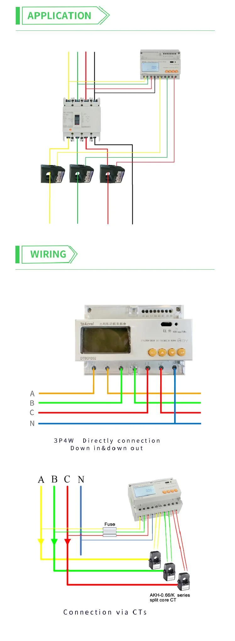 AC Three Phase LCD Display RS485 Interface Smart Energy Meter