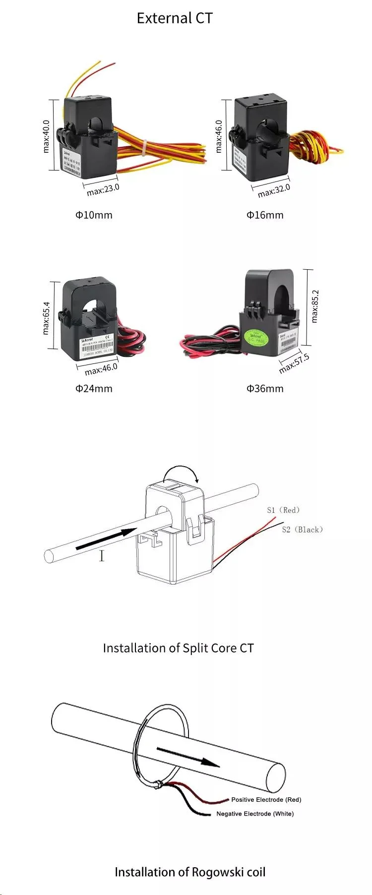 ACR10rh-Dxxre Single Phase Harmonic Guide Rail Installation External Roche Coil PV/Solar Inverter Energy Meter