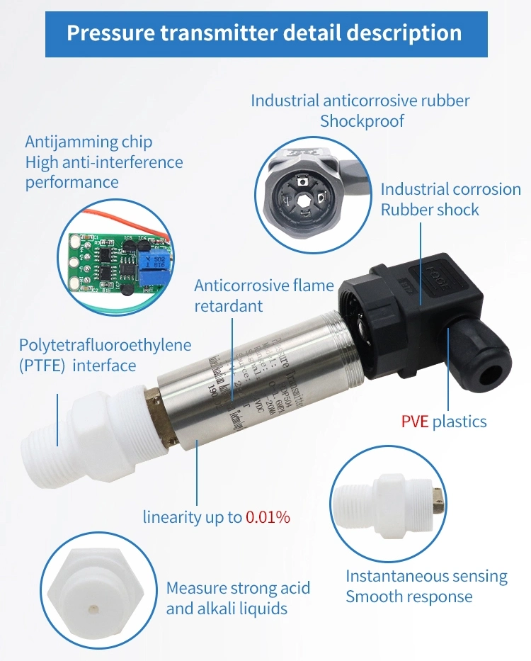 4-20mA 3051 Low Cost Power Pressure Capacitance Transducer for Acid